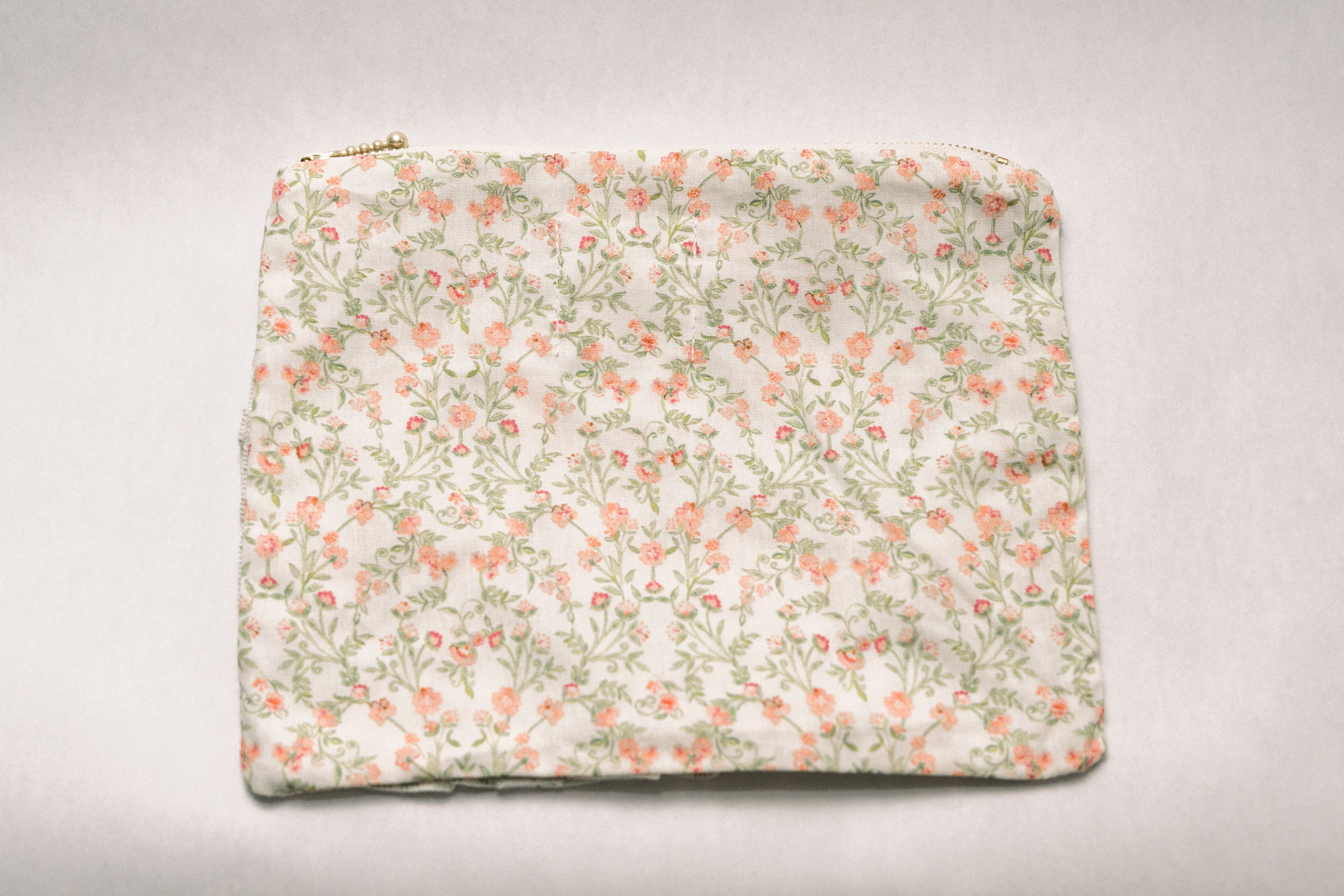 Timeless Floral Ruffle Zipper Pouch, Alternate, color, Apricot Meadow