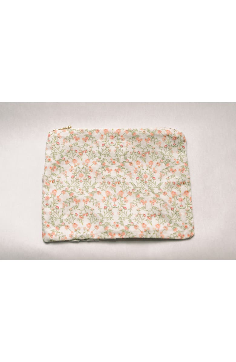 Piper&Cloth Timeless Floral Ruffle Zipper Pouch, Alternate, color, Apricot Meadow