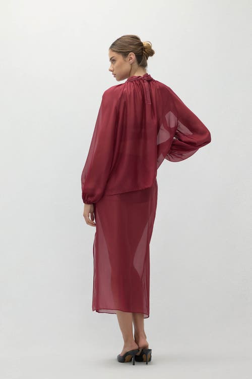 Naked Cashmere Amara Silk Organza Blouse In Burgundy