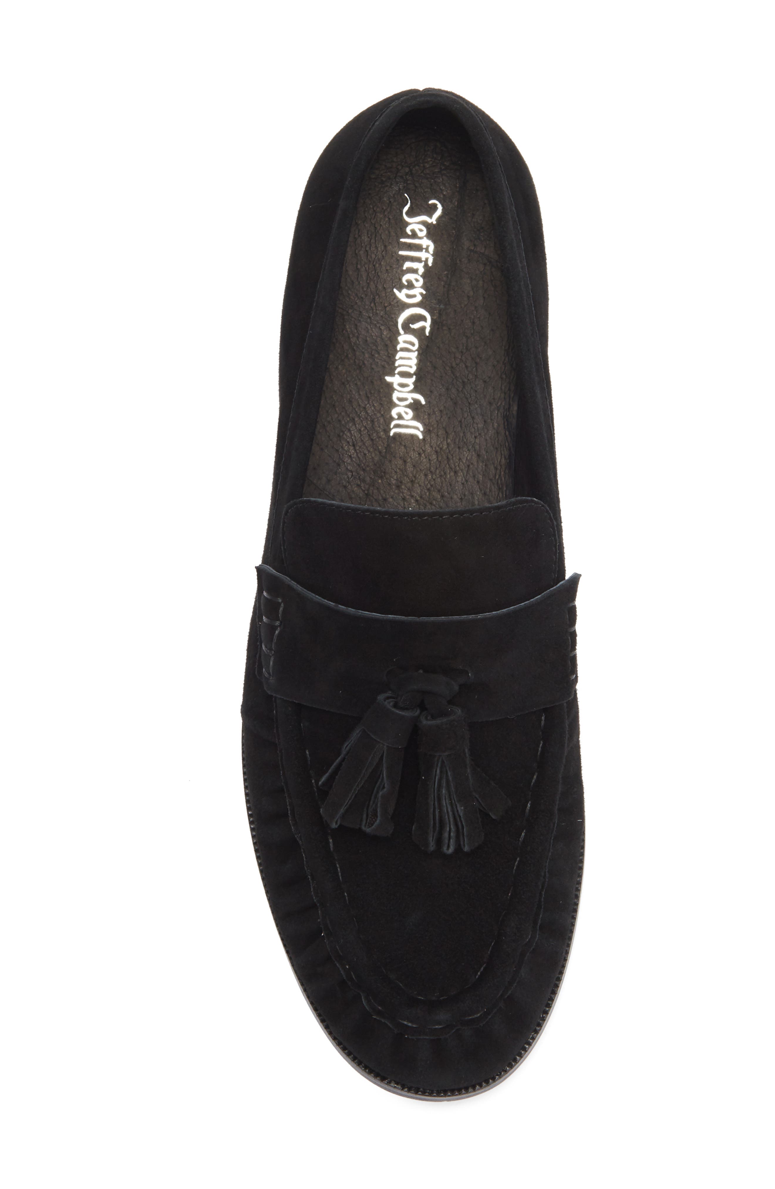 Jeffrey Campbell Articulate Kiltie Loafer, Alternate, color, Black Suede