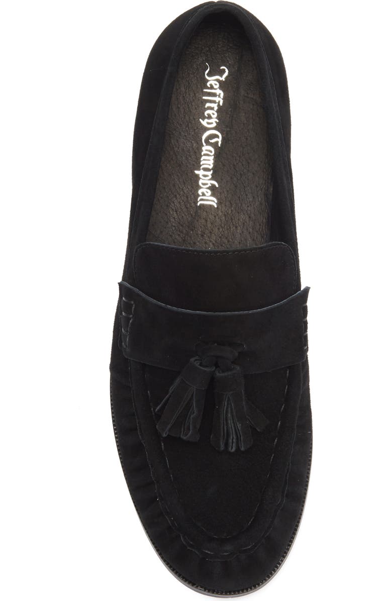 Jeffrey Campbell Articulate Kiltie Loafer, Alternate, color, Black Suede