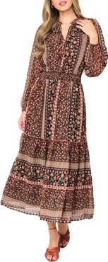 GIBSONLOOK The Leyla Floral Print Long Sleeve Maxi Dress