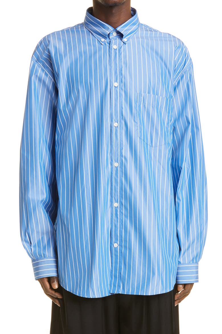 Double Sleeve Button-Down Shirt, Main, color, BLUE/WHITE