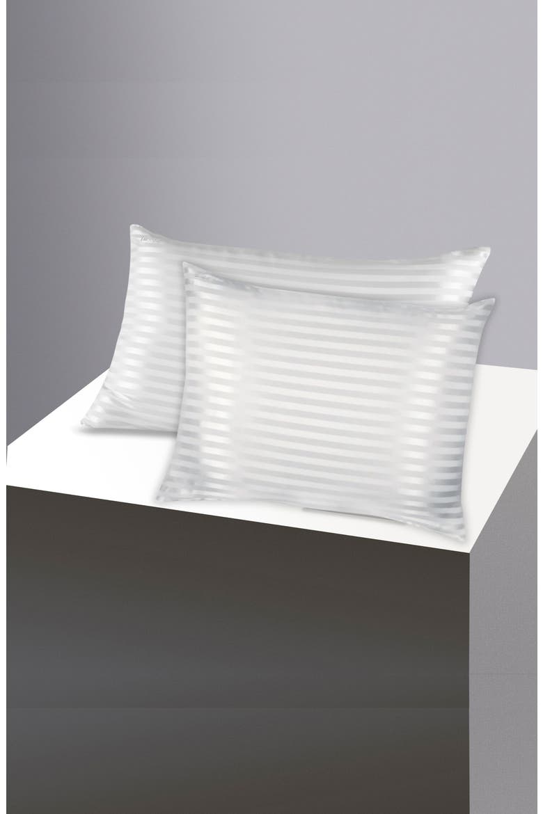 Set of 2 Mulberry Silk Pillowcases, Alternate, color, WHITE STRIPED
