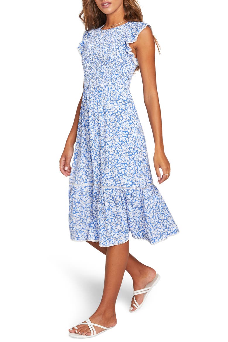 Pick Me Floral Smocked Dress, Alternate, color, BLUE/ WHITE