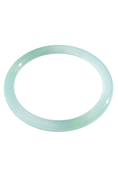 Seree Pond Cyan Skinny Round Jade Stone Bangle In Gray
