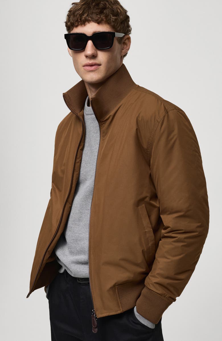 MANGO Water Repellent Quilted Bomber Jacket, Alternate, color, 