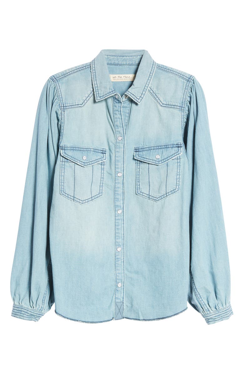 Free People With Love Denim Button-Up Shirt, Alternate, color, 