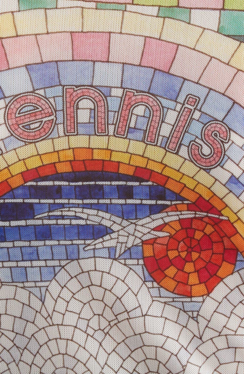 Casablanca Mosaic de Damas Print Mesh Turtleneck Top, Alternate, color, 