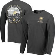 IMAGE ONE Men's Black Army Black Knights Circle Campus Scene Long Sleeve T-Shirt