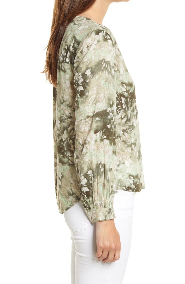 Caslon<sup>®</sup> V-Neck Long Sleeve Crinkle Crepe Shirt, Alternate, color, 