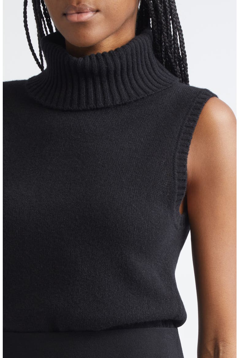 Mazzy Sleeveless Cashmere Turtleneck Sweater, Alternate, color, BLACK