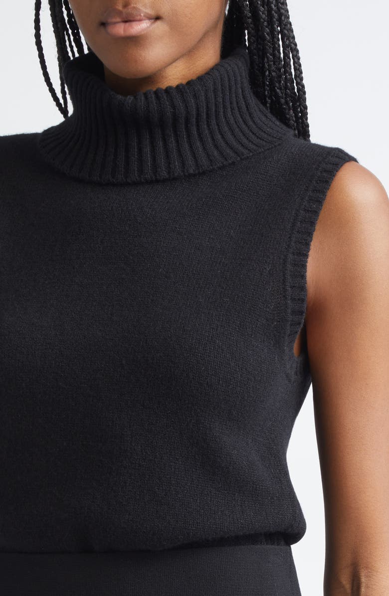 Veronica Beard Mazzy Sleeveless Cashmere Turtleneck Sweater, Alternate, color, Black