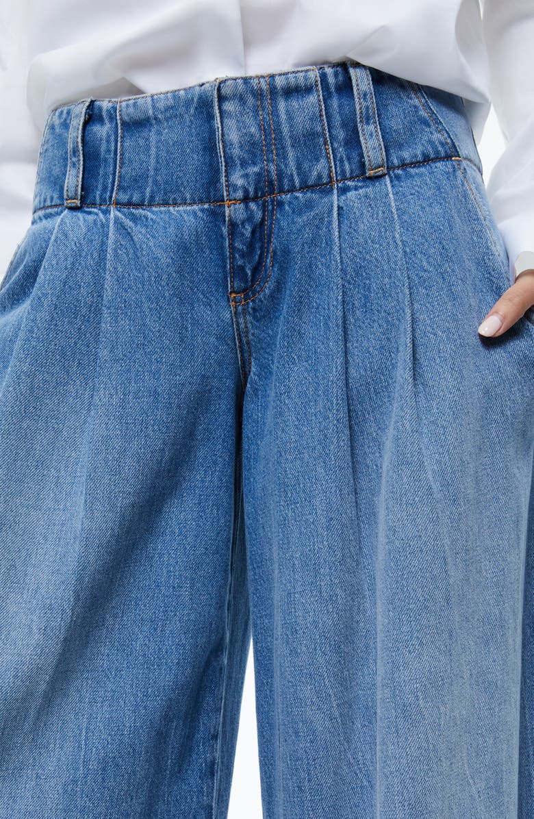 Alice + Olivia Anders Low Waist Double Pleat Wide Leg Jeans, Alternate, color,