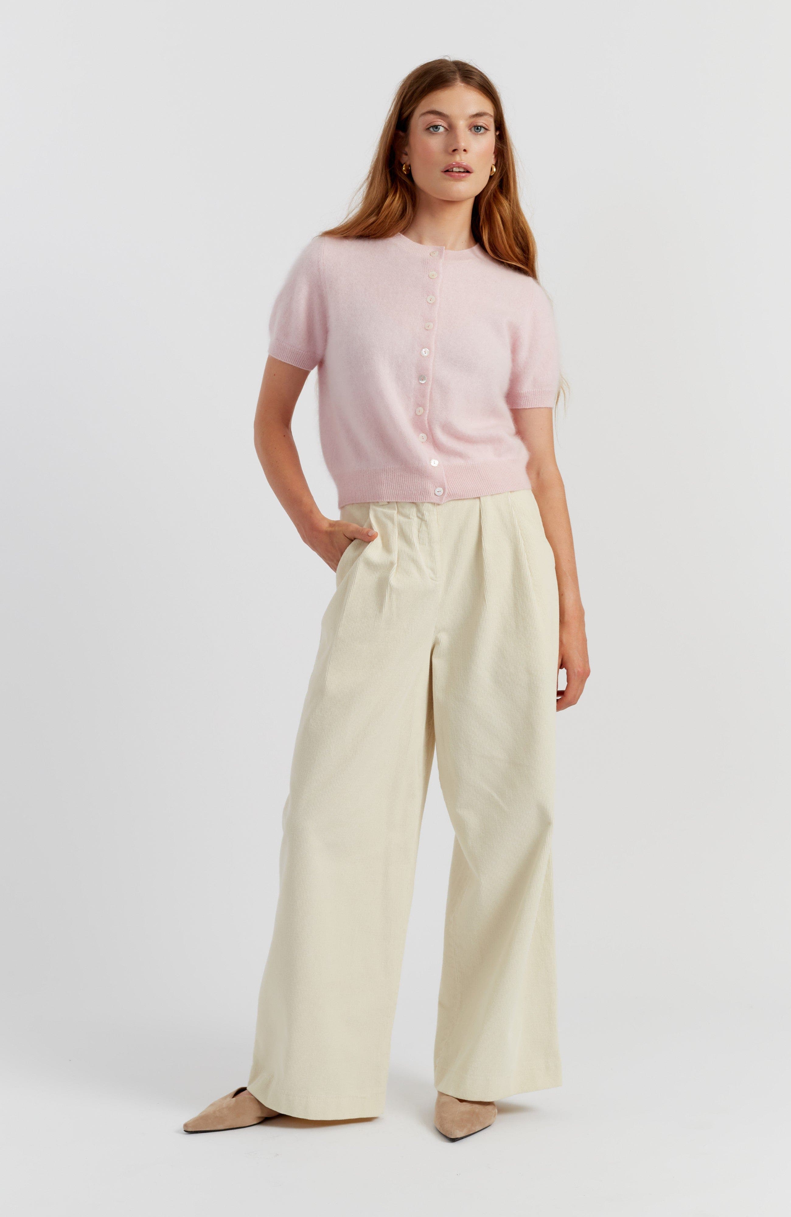 Brushed Cashmere Button-Front Knit Tee - image 4