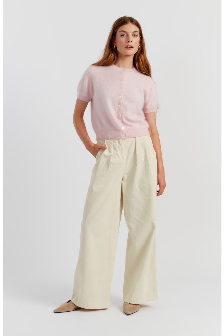 Brushed Cashmere Button-Front Knit Tee, Alternate, color, Peachy Pink