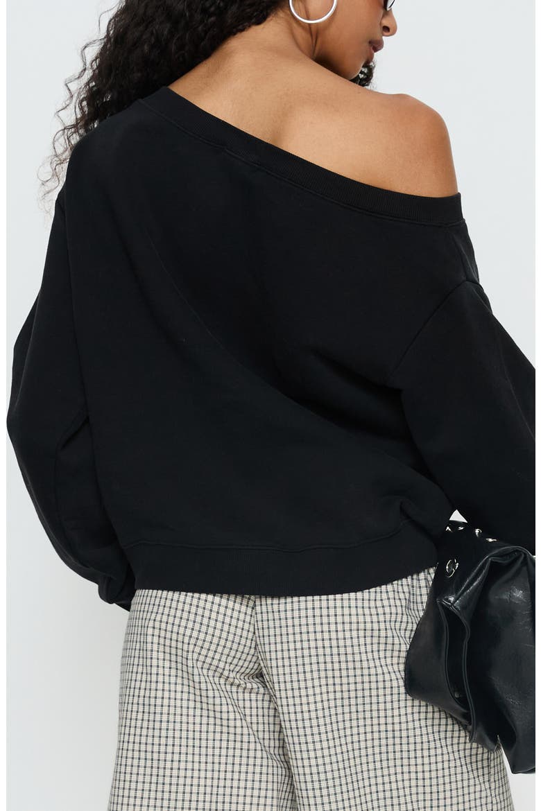 Wellness One-Shoulder Sweatshirt, Alternate, color, WASHED BLACK