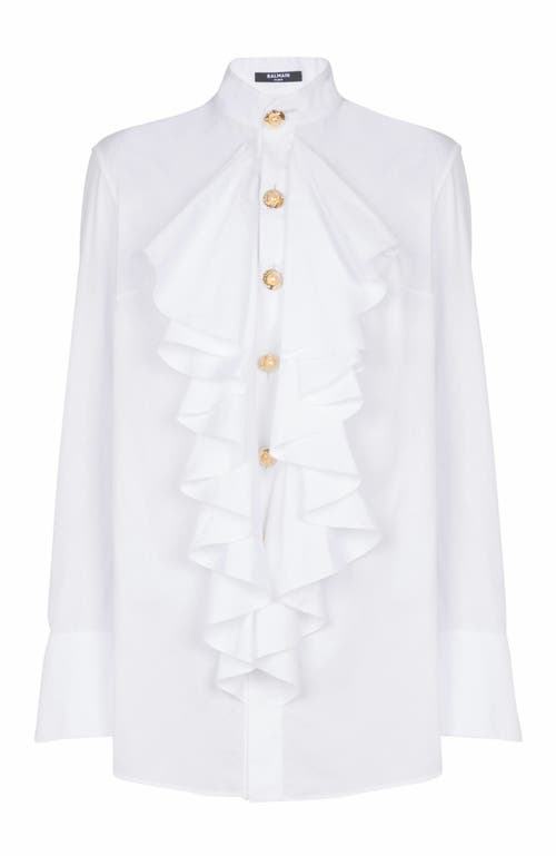 Balmain Cotton Poplin Ruffled Shirt