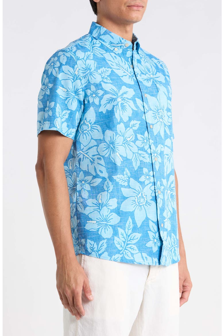 Costa Rica Floral Print Button-Down Shirt, Alternate, color, LIGHT BLUE