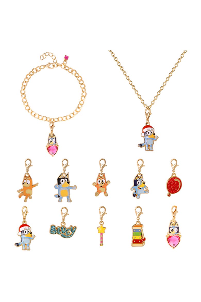 Advent Calendar 12-Pience Jewelry Set with Necklace and Bracelet Chains, Alternate, color, Multicolor