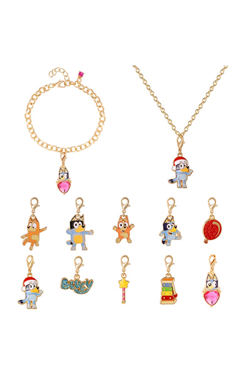 BLUEY Advent Calendar 12-Pience Jewelry Set with Necklace and Bracelet Chains, Alternate, color, Multicolor