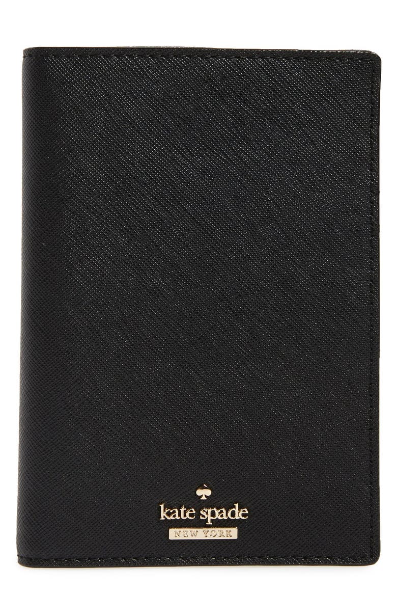 'cameron street' leather passport holder, Main, color, BLACK