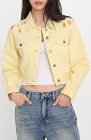 Good American Essential Embroidered Crop Denim Jacket