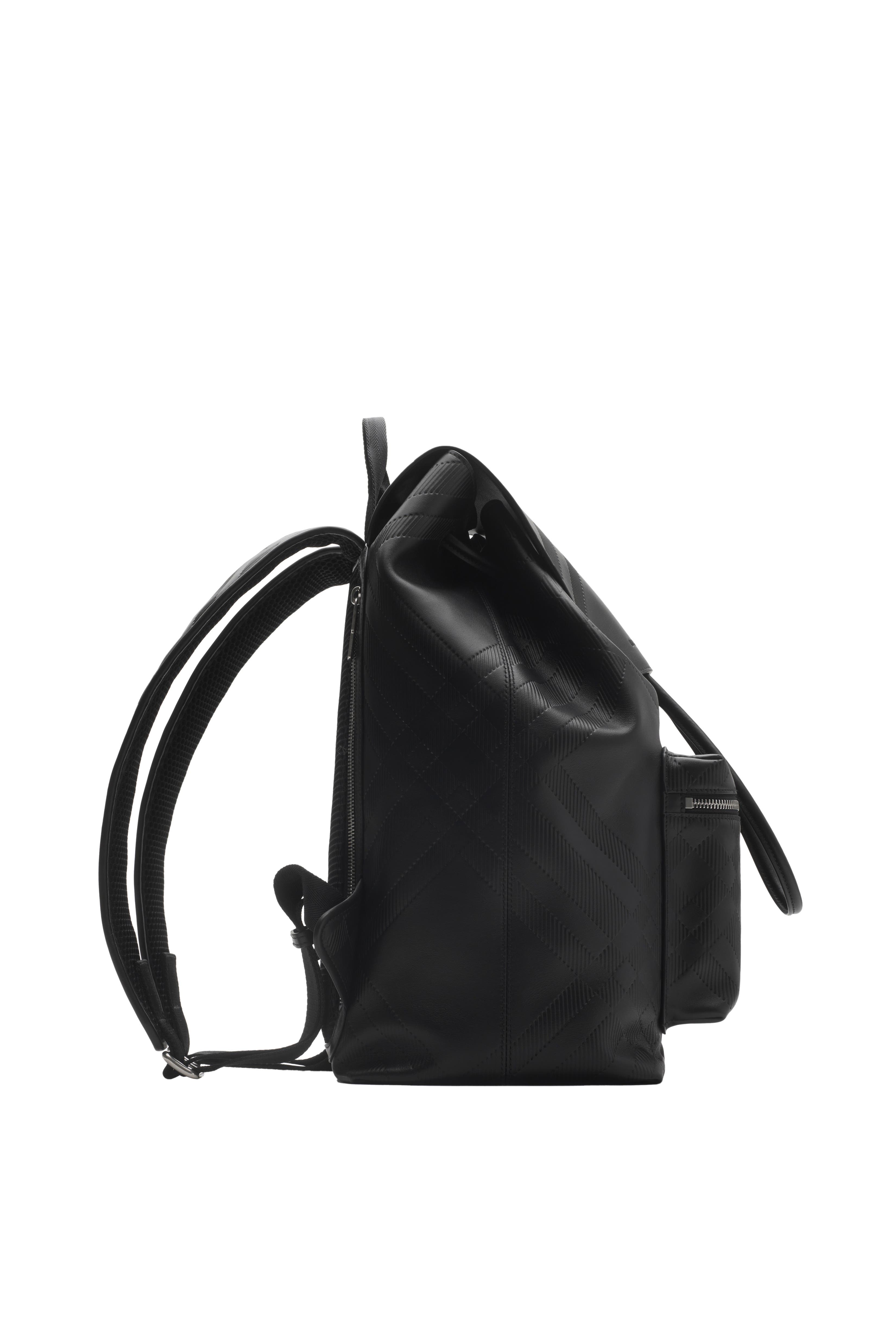 Burberry Embossed Check Backpack, Alternate, color, Black