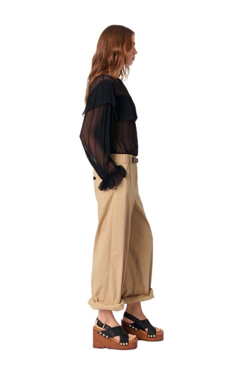 Maje Ruffled Chiffon Top In Black