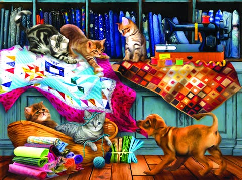Quilting Room Mischief 1000 piece Jigsaw Puzzle for Adults