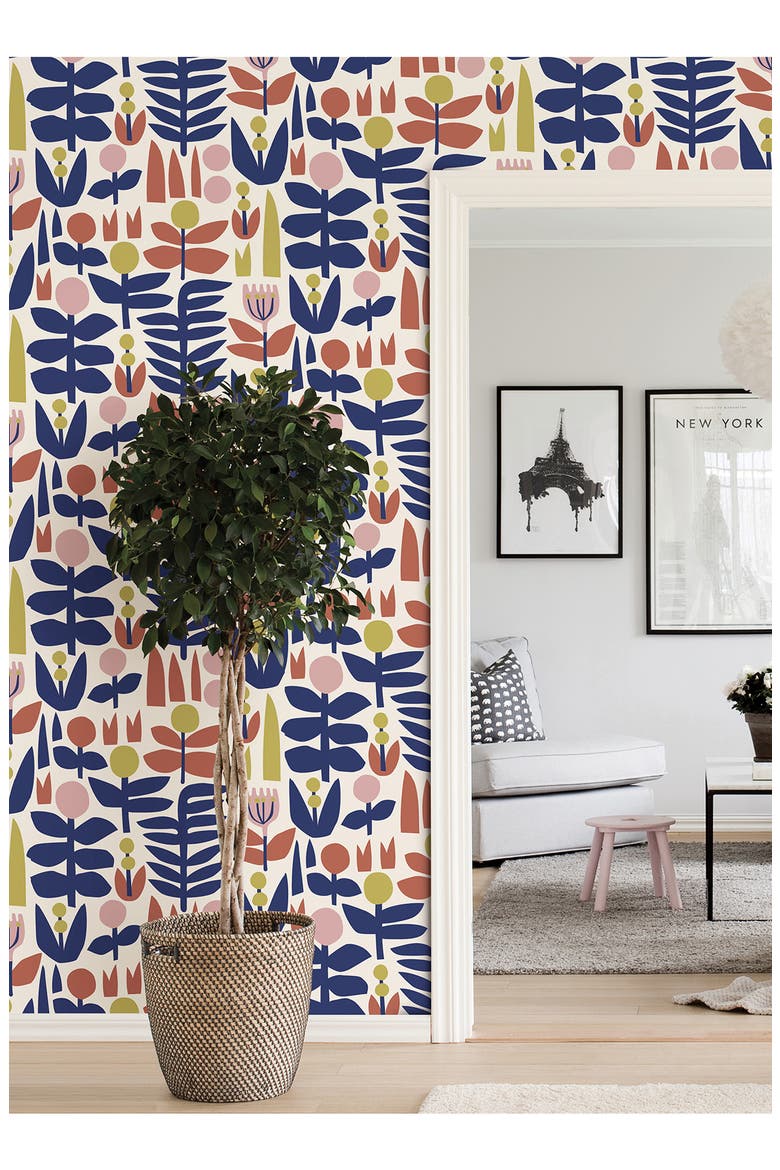 A Bit Of Folk Peel & Stick Wallpaper, Alternate, color, MULTICOLOR