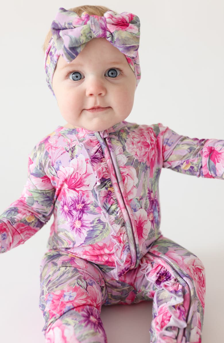 Posh Peanut Ellery Ruffle Zip Footie, Alternate, color, 