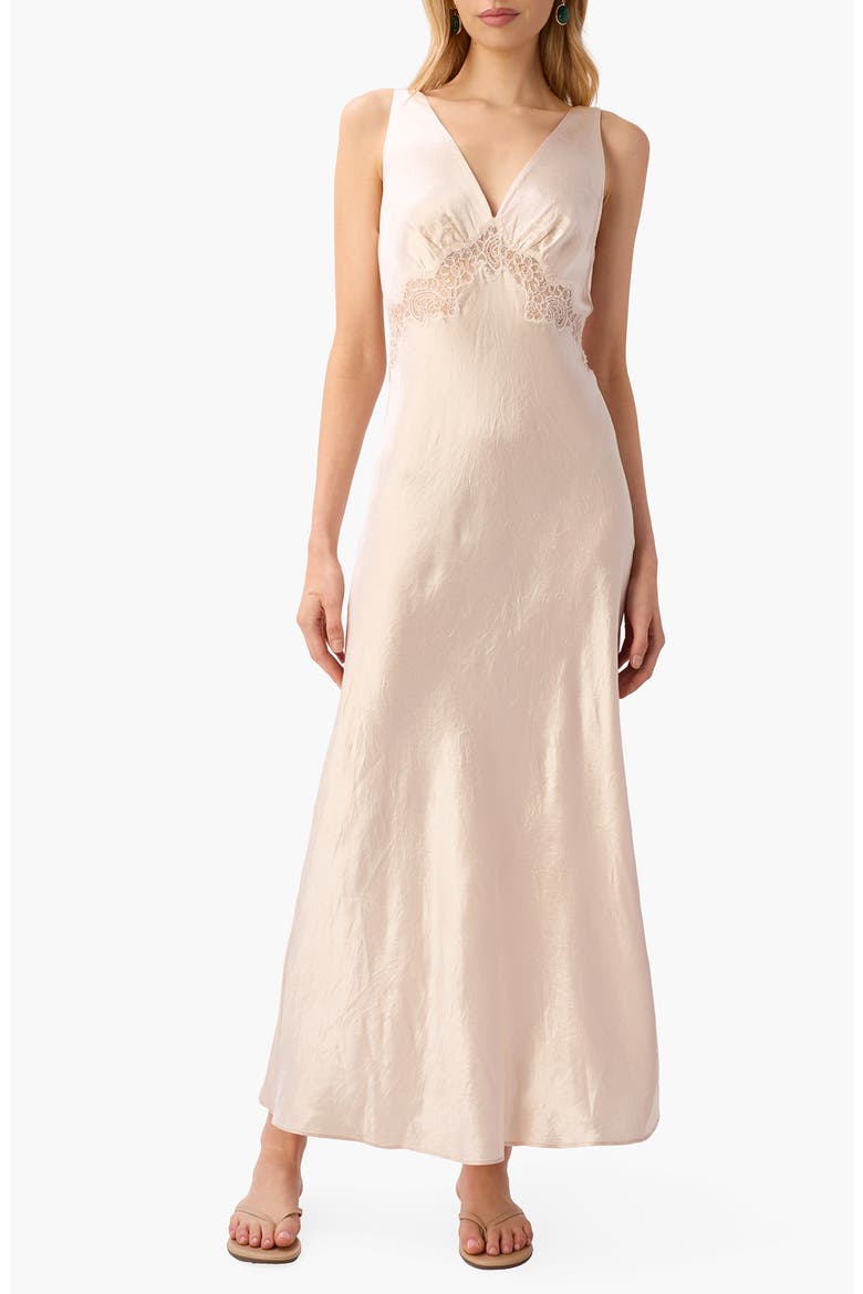 Rehka Sleeveless Lace & Satin Maxi Dress, Main, color, OAT