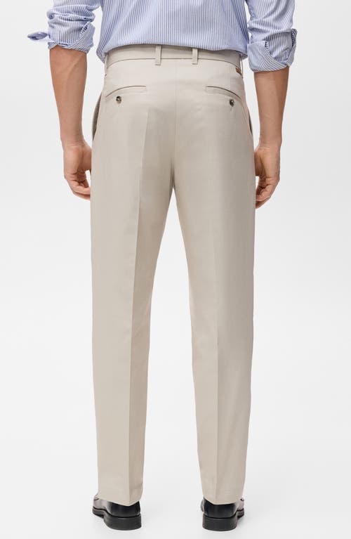 Mango Regular Fit Pleated Cotton Pants In White