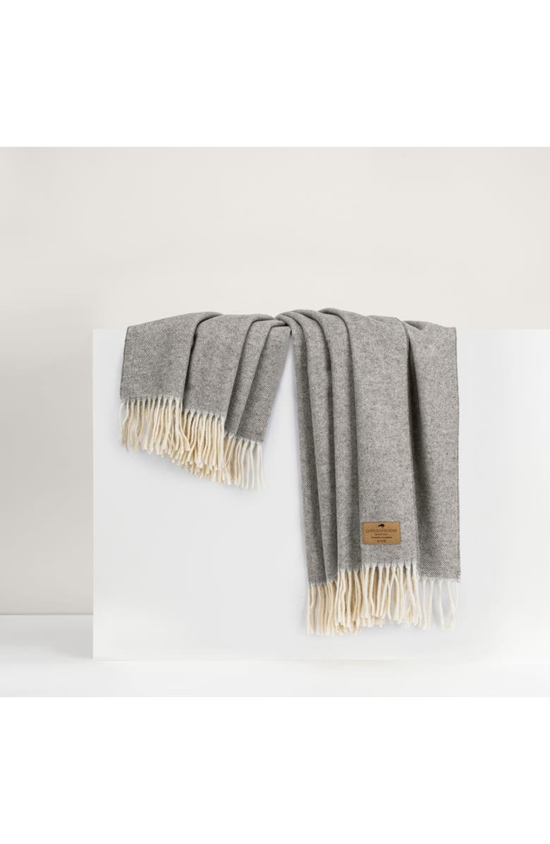 Lands Downunder Herringbone Cashmere Throw, Main, color, Silver