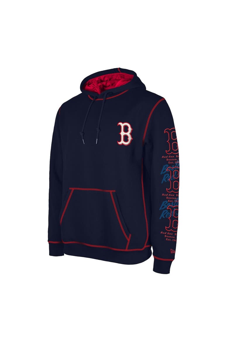 Men's New Era Navy Boston Red Sox Team Split Pullover Hoodie, Alternate, color, Navy