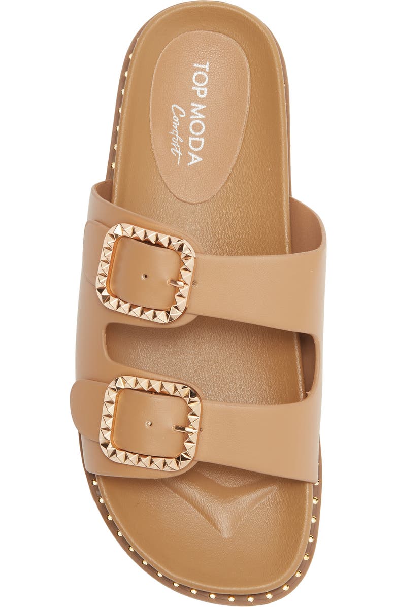 TOP MODA Sailor Double Strap Slide Sandal, Alternate, color, Camel