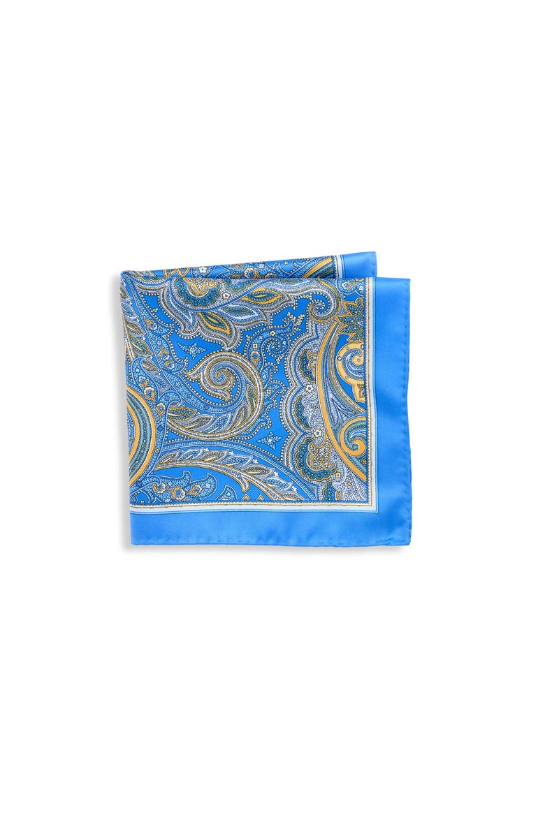 Big & Tall Exploded Paisley Pocket Square, Main, color, BLUE