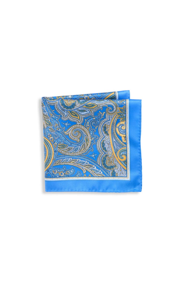 Synrgy by DXL Big & Tall Exploded Paisley Pocket Square, Main, color, Blue