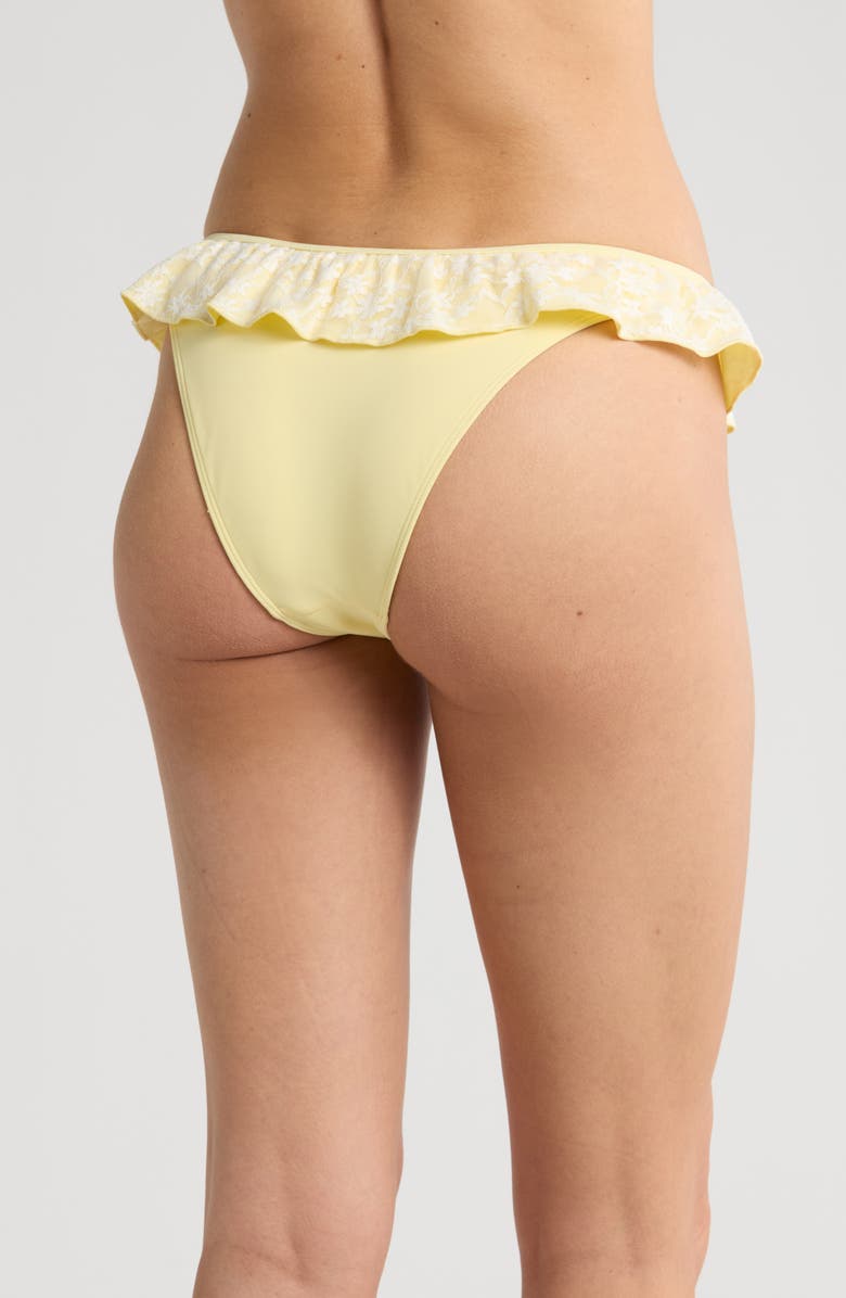 PacSun Annalise Lace Ruffle High Leg Bikini Bottoms, Alternate, color, French Vanilla W/ Lace