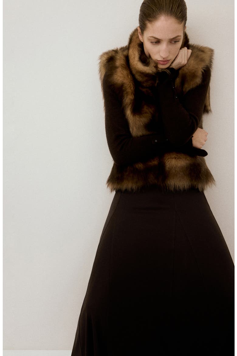 Odette Godet Pleat Skirt, Alternate, color, BROWN