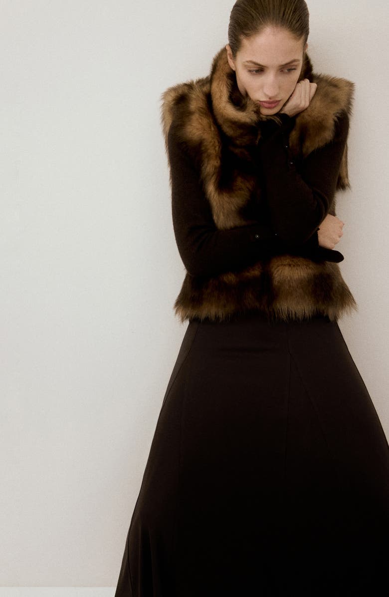 MANGO Odette Godet Pleat Skirt, Alternate, color, Brown