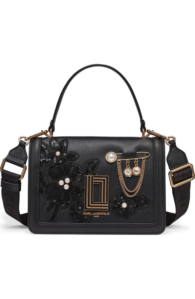 KARL LAGERFELD PARIS Simone Crossbody, Main, color, Black/Gold