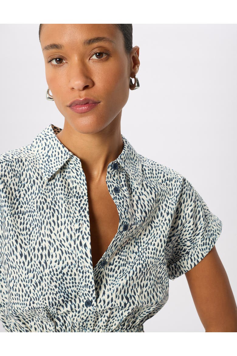 Flecked Animal Collared Dress, Alternate, color, Navy/Multi