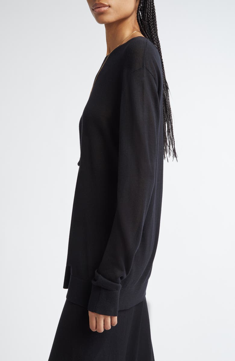 TOTEME Long Sleeve Knit T-Shirt, Alternate, color, Black