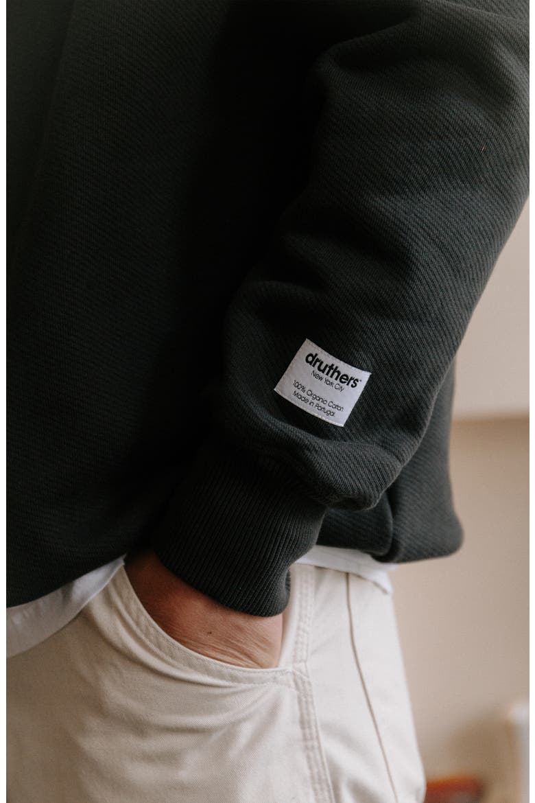 Organic Cotton 685 GSM French Terry Crewneck Sweatshirt, Alternate, color, Caviar