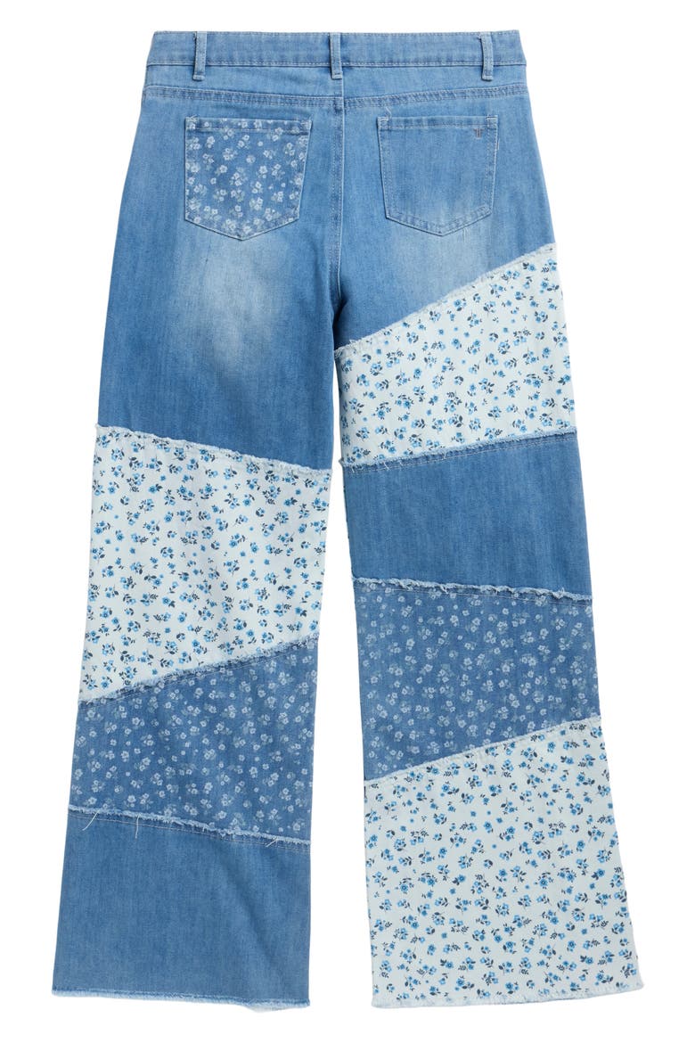 Kids' Patchwork Wide Leg Jeans, Alternate, color, MIXED FLOR