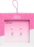 NORDSTROM RACK Set of 2 Sterling Silver Cubic Zirconia & Faux Pearl Stud Earrings