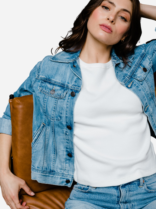 Able The Bailey Jacket In Light Blue Wash