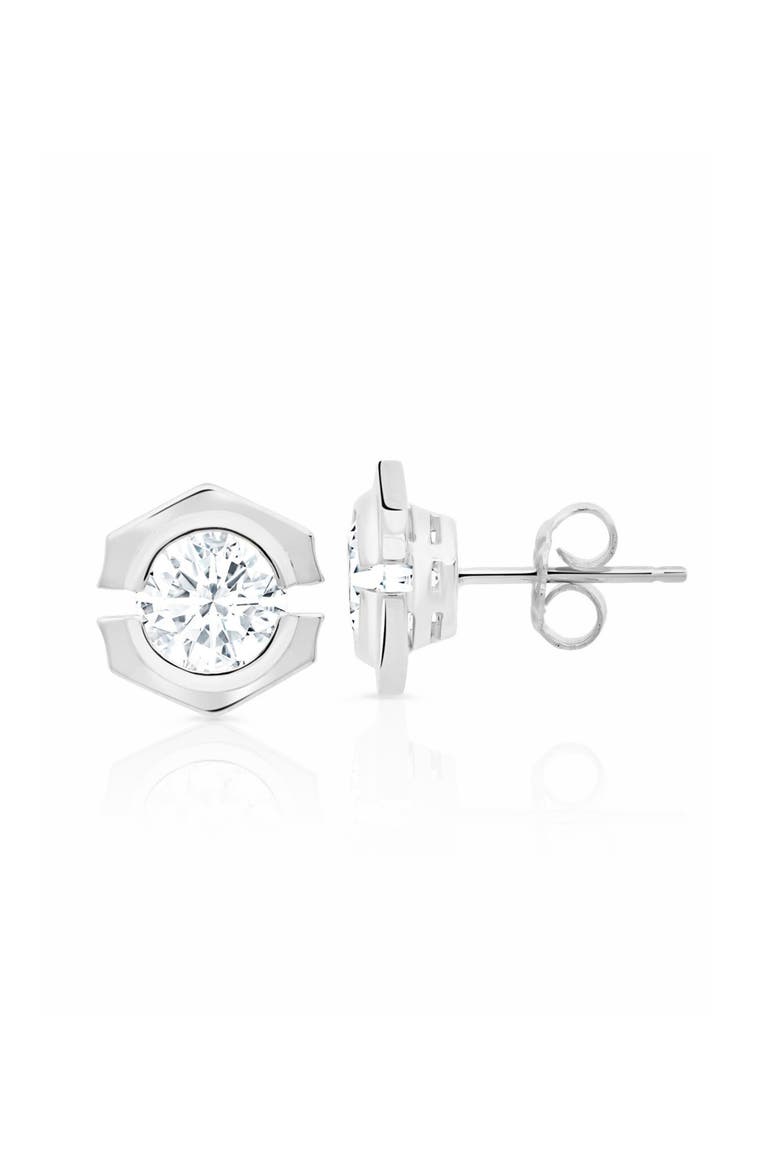 Solara Cubic Zirconia Stud Earrings, Main, color, PURE PLATINUM / CLEAR STONE